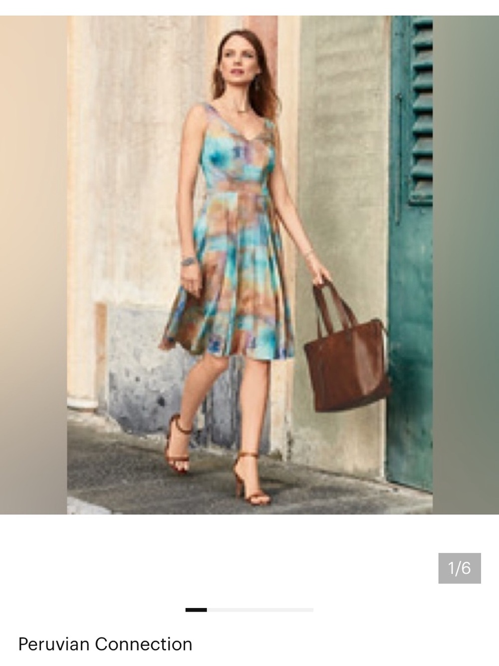Peruvian connection colorwash dress fit and flare watercolor ocean colors